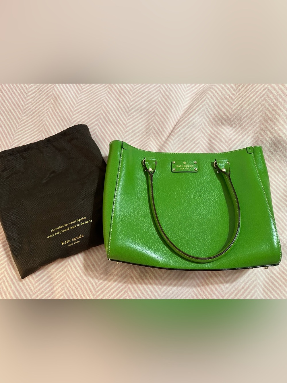 kate spade Bright Green Leather Pebbled Tote